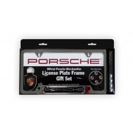 Porsche Brushed Aluminum License Frame Gift Set